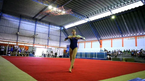 Gymnastic Floor Exercise Training. Gym. Games. Stock Footage 53818665