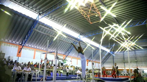Gymnastic Horizonal Bars. Exercise Training Equipment. Gym. Games. Stock Footage 53694481