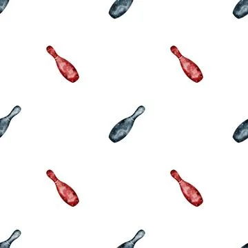 Gymnastic mace pattern. Watercolor drawing of sports equipment. Circus apparatus Stock Illustration