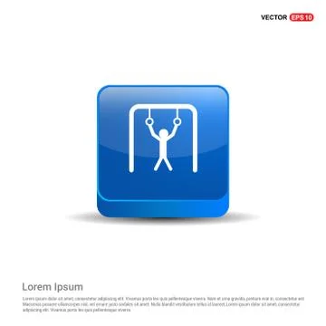 Gymnastic Ring Icon - 3d Blue Button 스톡 일러스트