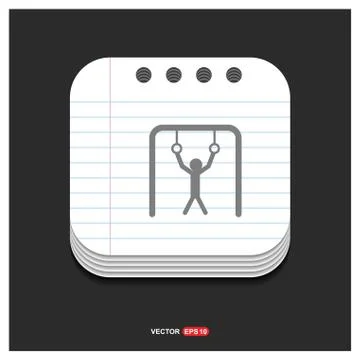 Gymnastic Ring Icon Gray icon on Notepad Style template Vector EPS 10 Free Ic Illustrazione stock