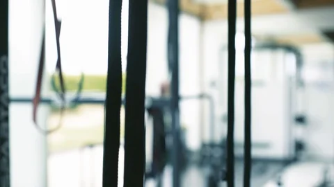 Gymnastic rings at the gym Stock Footage 127437332