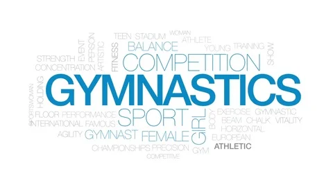 Gymnastics animated word cloud, text design animation. Kinetic typography. Stock Footage 77263665