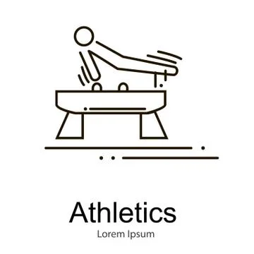 Gymnastics athlete at Pommel Horse doing exercise, sport competition vector.. Stock Illustration