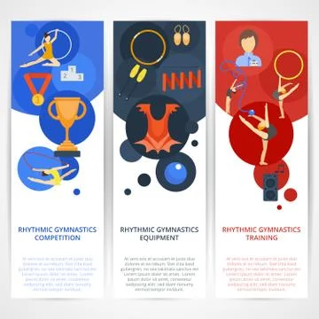 Gymnastics Banners Flat 스톡 일러스트