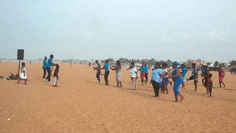 Gymnastics at the beach Stock Footage 81210576