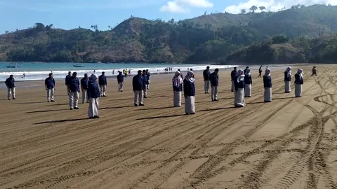 Gymnastics on the beach of Popoh, East Java Stock Footage 239601305