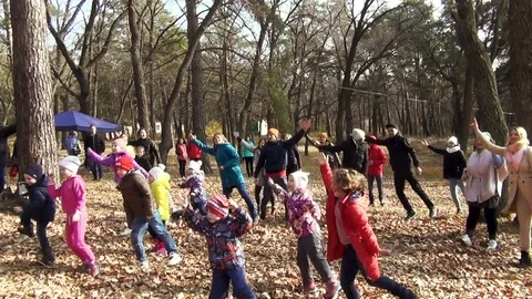 Gymnastics in the forest Stock Footage 121733147