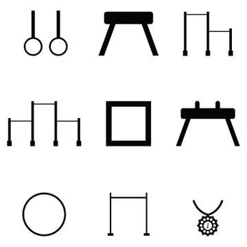 Gymnastics icon set Illustrazione stock