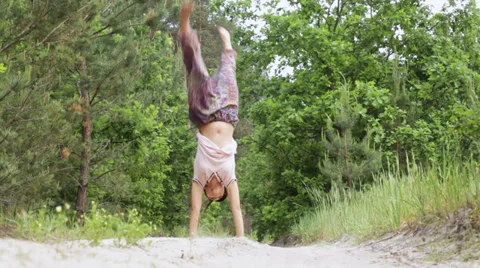 Gymnastics in nature Stock-Footage 38505878