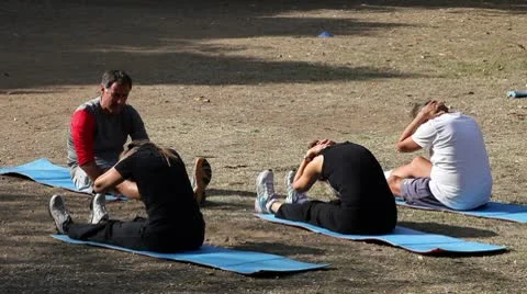 Gymnastics at park Stock Footage 8874766