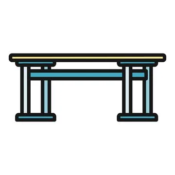 Gymnastics vaulting table flat color icon design Stock Illustration