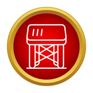Gymnastics vaulting table line icon in red circle Stock Illustration