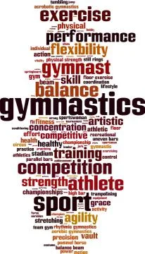 Gymnastics word cloud Illustrazione stock
