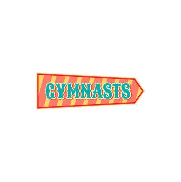 Gymnasts arrow isolated pointer at carnival circus Stock Illustration