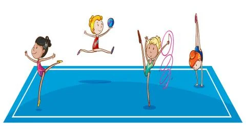 Gymnasts at the quadrangle Stock Illustration