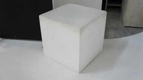 Gypsum cube, cement cube, design object Stock Photos