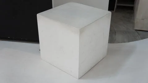 Gypsum cube, cement cube, design object Stock Photos
