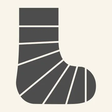 Gypsum foot solid icon. Human plaster leg glyph style pictogram on white イラスト素材