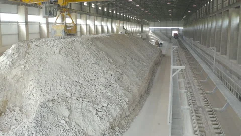 Gypsum raw, stone or material at the stock or warehouse Stock-Footage 142332702