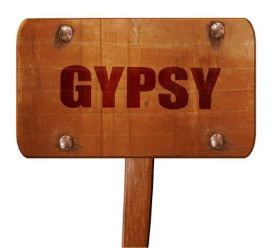 Gypsy, 3D rendering, text on wooden sign Stock Illustration
