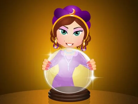 Gypsy with crystal ball Stock Illustration