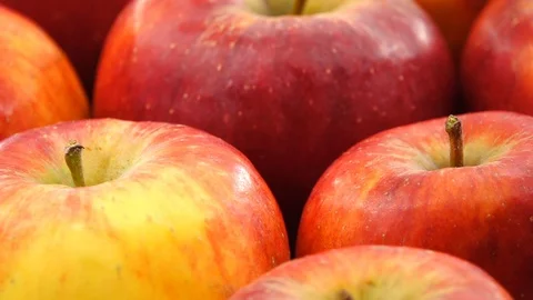 Gyration red ripe apples close-up. Stock Footage 129012161
