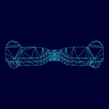 Gyroboard in low poly triangulation triangulated polygonal electric cyan bl.. Stock Illustration