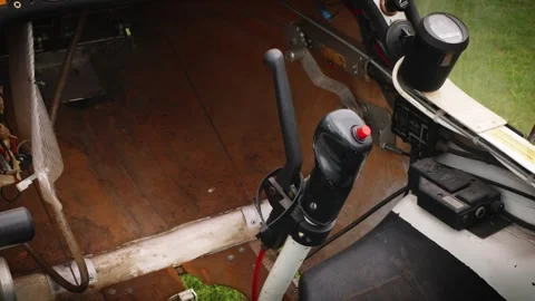 Gyrocopter inside cockpit flight controls close up stock footage Vídeo Stock 314564559