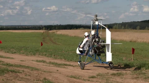 Gyroplane ready to take off. Video stock 63080350
