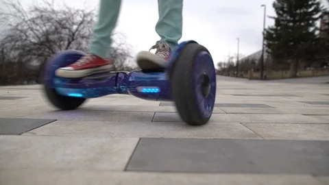 Gyroscope. Close-up of a hoverboard in motion. Controlling the Balance GyroScoot Video stock 88767660