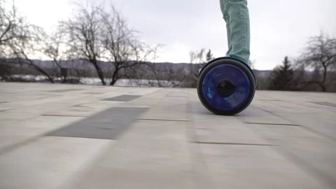 Gyroscope. Close-up of a hoverboard in motion. Controlling the Balance GyroScoot Video stock 88768090
