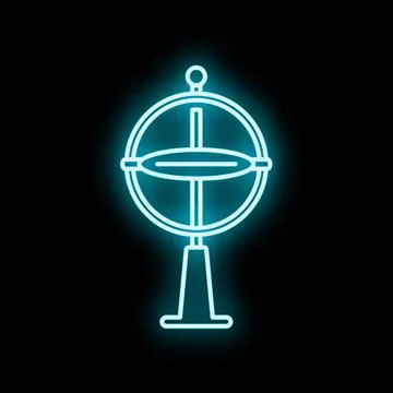 Gyroscope device glowing neon blue line icon Stock Illustration