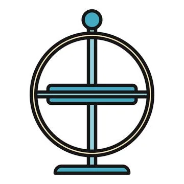 Gyroscope device illustrating physics of rotation and stability Stock Illustration