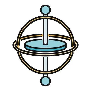 Gyroscope icon representing physics, balance, and stability Stock Illustration