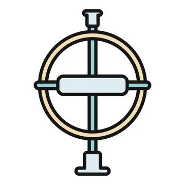 Gyroscope icon representing physics, balance, and navigation Stock Illustration