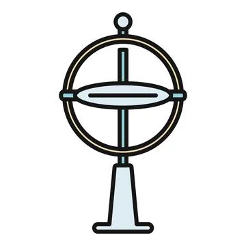 Gyroscope instrument showing rotation, physics, and science Stock Illustration