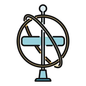 Gyroscope showing physics rotation and momentum principle Stock Illustration