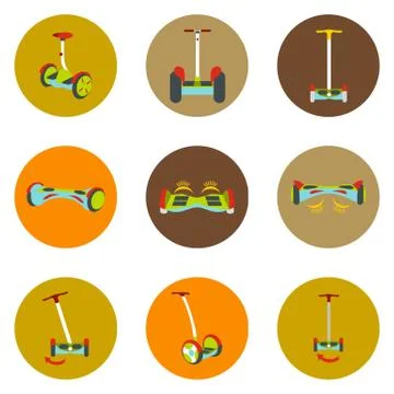 Gyroscope. Vector icons in a flat style on a color road background Stock Illustration