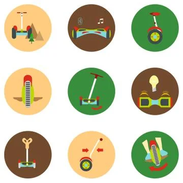 Gyroscope. Vector icons in a flat style on a color road background Stock Illustration