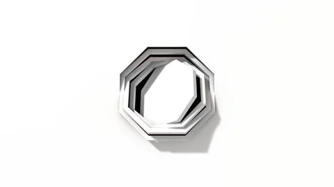 Gyroscopic ring elements rotating Octogon with alpha Stock Footage 137335005