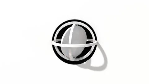 Gyroscopic ring elements rotating Round with alpha Video stock 137335313