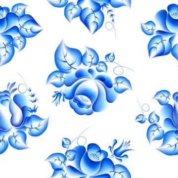 Gzhel style seamless pattern. Stock Illustration