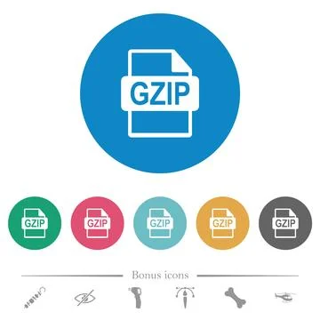 GZIP file format flat round icons Illustrazione stock