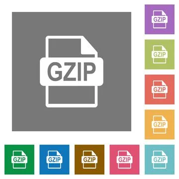 GZIP file format square flat icons Stock-Illustration