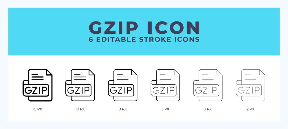 Gzip file icon with different stroke. Editable stroke. Vector illustration. Stock Illustration