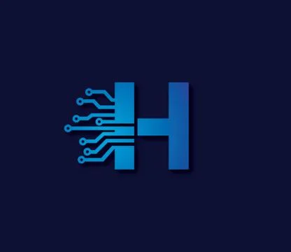 H Alphabet Data Storage Technology Logo Design Concept Illustrazione stock