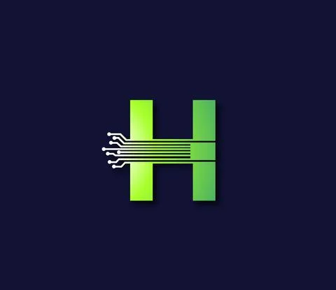 H Alphabet Technology Data Circuit Logo Design Company Concept Stock Illustration