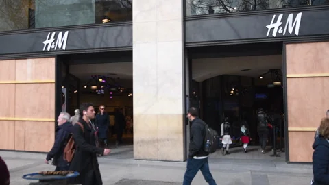 H and M Store After Yellow Vests Protest Stock Footage 303061650