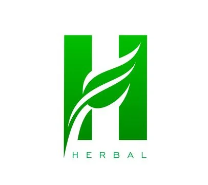 H bio icon or herbal green leaf for organic food Illustrazione stock